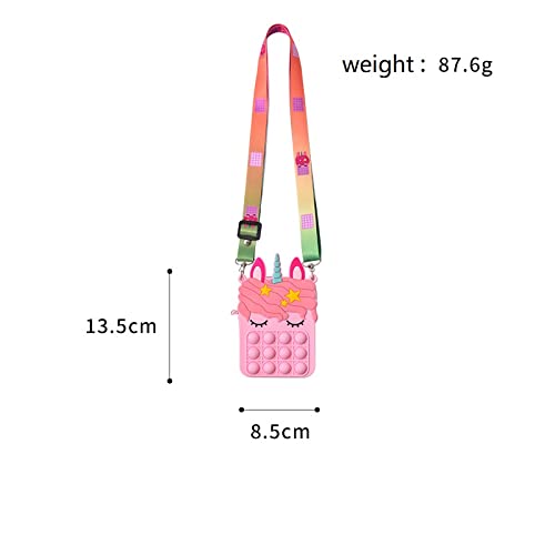 Tirdkid Gifts for Kids 4 Packs Unicorn Purses Fashion Fidgets Fashion Pop Purse Push Bubbles Fidget Toy Rainbow Unicorn Purse Wallet Ladies Bag Silica Dimple Crossbody Bags - Image 3