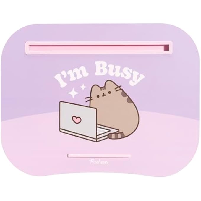 Pusheen LAPTOP STAND WITH CUSHION - PUSHEEN | LAPTOP CUSHION, TABLET PILLOW STAND, LAP DESK FOR LAPTOP, LAP TRAYS FOR EATING WITH CUSHION | CAT LAP TRAY WITH CUSHION, PUSHEEN GIFTS - Image 1