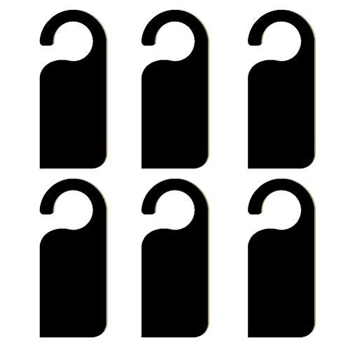 FRECI 6pcs Wooden Blackboard Door Sign Hanger, Reusable Label, Eco-friendly, Versatile, Uncoated, Black, Small, Rectangular Signs - Image 1