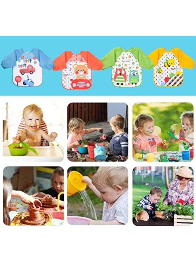 4 Pcs Cute Cartoon Long Sleeve Baby Bibs - Image 4