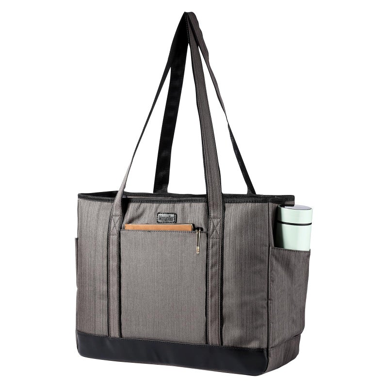 Monanller Fashion Teacher Tote Bag, Large Utility Work Bag with Laptop Compartment for Women & Men, Carry Bag with Several Inner & Outer Pockets-Grey - Image 1