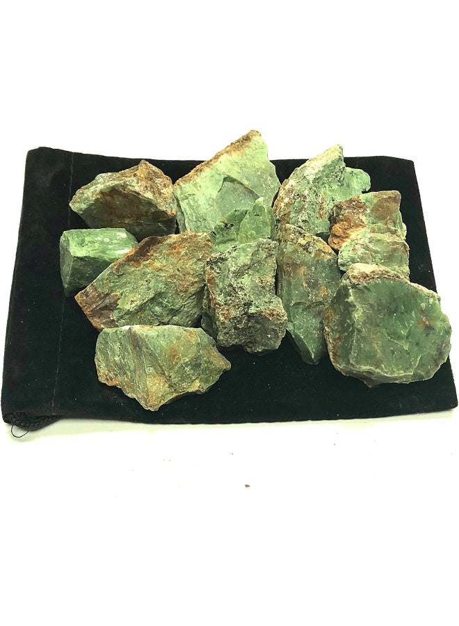 Zentron Crystal Collection: Rough Natural Chrysoprase Stones, Includes Velvet Bag - Large 1'' Pieces - Image 2