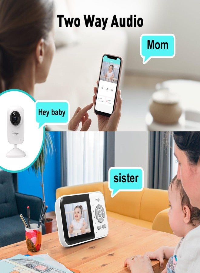 Simyke Upgrade Video Baby Monitor with 2 Cameras and Audio 2.8" Screen,Night Vision,APP,Wireless,2-Way Talk,1200ft Long Range,Feeding Timer,Temperature Sensor,VOX/ECO,5 Lullabies,Portable,Easy Setup - Image 3