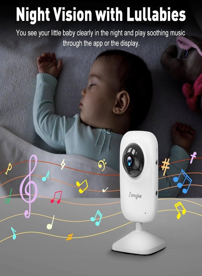 Simyke Upgrade Video Baby Monitor with 2 Cameras and Audio 2.8" Screen,Night Vision,APP,Wireless,2-Way Talk,1200ft Long Range,Feeding Timer,Temperature Sensor,VOX/ECO,5 Lullabies,Portable,Easy Setup - Image 4