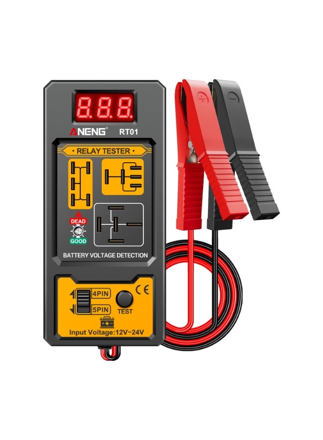 أنينج جهاز اختبار مرحلات السيارات، جهاز اختبار البطارية بشاشة رقمية، محلل مرحلات، عالمي لمرحلات 12 فولت/24 فولت رباعية وخماسية الدبابيس - Image 1