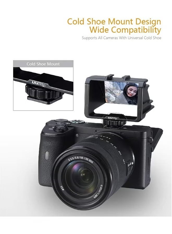 UURig Vlog Selfie Flip Screen for Mirrorless Camera for Sony A7R3 A7III A7II A6000/A6300/A6500 Cold Shoe Bracket Microphone Mount for Fujifilm XT3 XT20 Canon Panasonic GX85 Nikon Z7 Reverse Mirror - Image 4