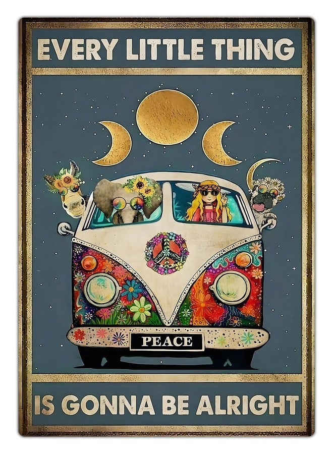Bestylez Retro Hippie Decor Wall Art Poster - "Every Little Thing is Gonna Be Alright" Vintage Metal Sign, Perfect for 70s Themed Rooms and Cool Poster Collections, 12 * 8 Inch (955) - Image 1
