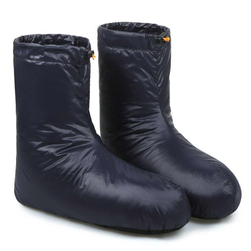 Down Filled Boots M: Waterproof Nylon Windproof - Super Soft Goose Down Lining Warm Lightweight Down Booties for Indoor Slippers Outdoor Camping Sleeping Bag Use - Image 2