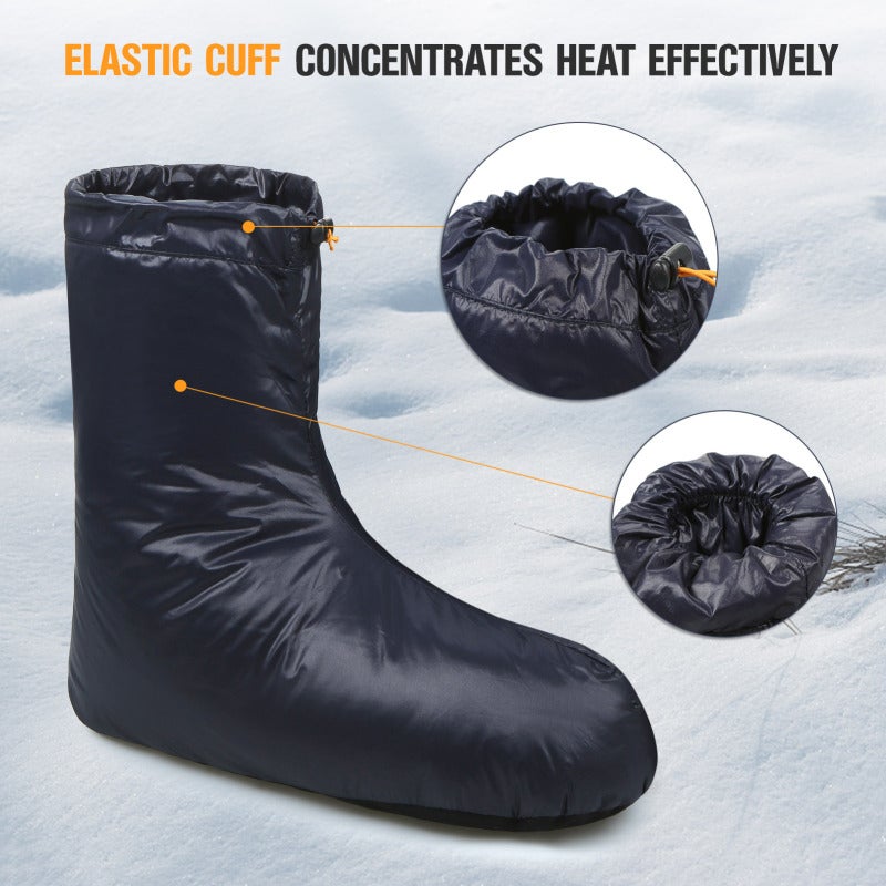 Down Filled Boots M: Waterproof Nylon Windproof - Super Soft Goose Down Lining Warm Lightweight Down Booties for Indoor Slippers Outdoor Camping Sleeping Bag Use - Image 5