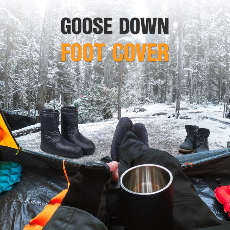 Down Filled Boots M: Waterproof Nylon Windproof - Super Soft Goose Down Lining Warm Lightweight Down Booties for Indoor Slippers Outdoor Camping Sleeping Bag Use - Image 4