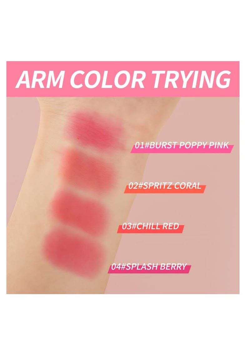 SYOSI 4PCS Milk Jelly Blush for Cheeks, Milk Cooling Water Jelly Tint, Blush Stick for Cheeks, Moisturizing Natural Lip and Cheek Stain Stick, Clear Glossy Lip Gloss Waterproof, Longlasting Non-Stick - Image 2