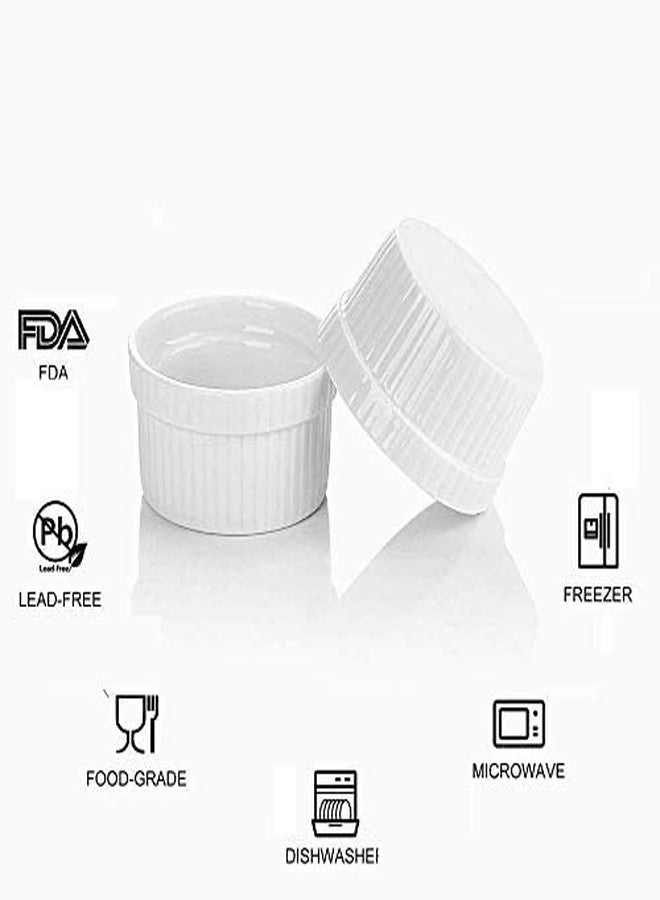 Mirakii White Bone China Ramekin Bowl 50ml | 7cm Diameter, 3.5cm Height | Microwave & Dishwasher Safe For Sauce, Dessert, Baking, Condiments, Serving Bowl (Small) - Image 2
