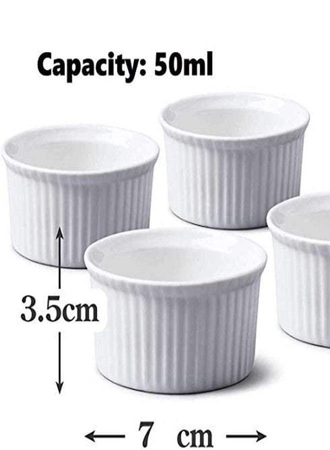 Mirakii White Bone China Ramekin Bowl 50ml | 7cm Diameter, 3.5cm Height | Microwave & Dishwasher Safe For Sauce, Dessert, Baking, Condiments, Serving Bowl (Small) - Image 4