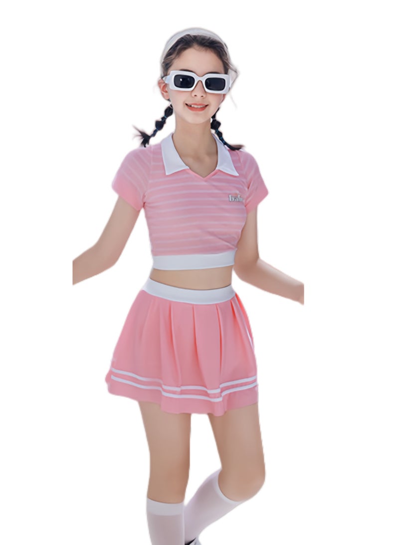 RedMapleTEK New Girls Swimwear, Middle and Big Kids, Little Girls, Fashion Striped Sports Two-piece Set, Girls Holiday Swimwear Can Be Worn 30-45kg - Image 1