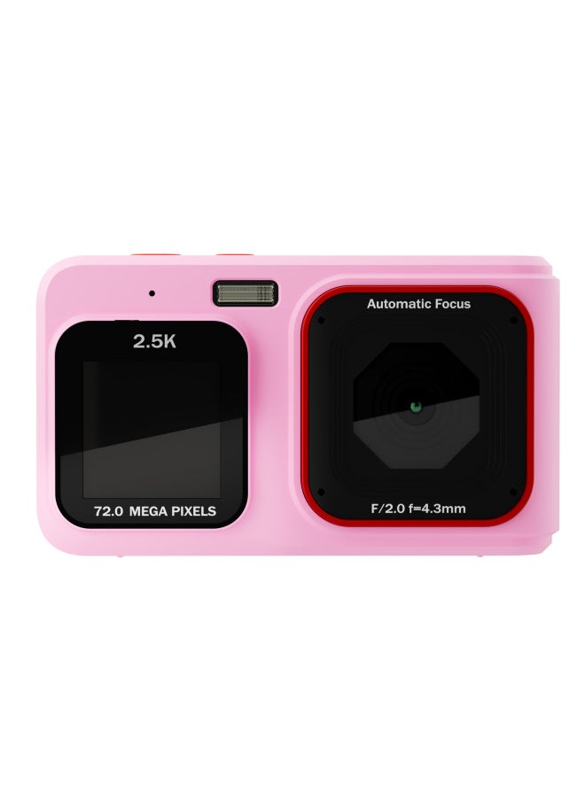 Generic Dual-screen HD 72 Million Pixel Digital Camera Home Travel Portable Shooting Mini Card Machine-Body Color:pink  - Image 1