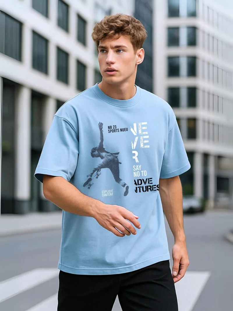 NOBERO  Graphic Print Oversized T-Shirt for Men for Men | Best Price UAE