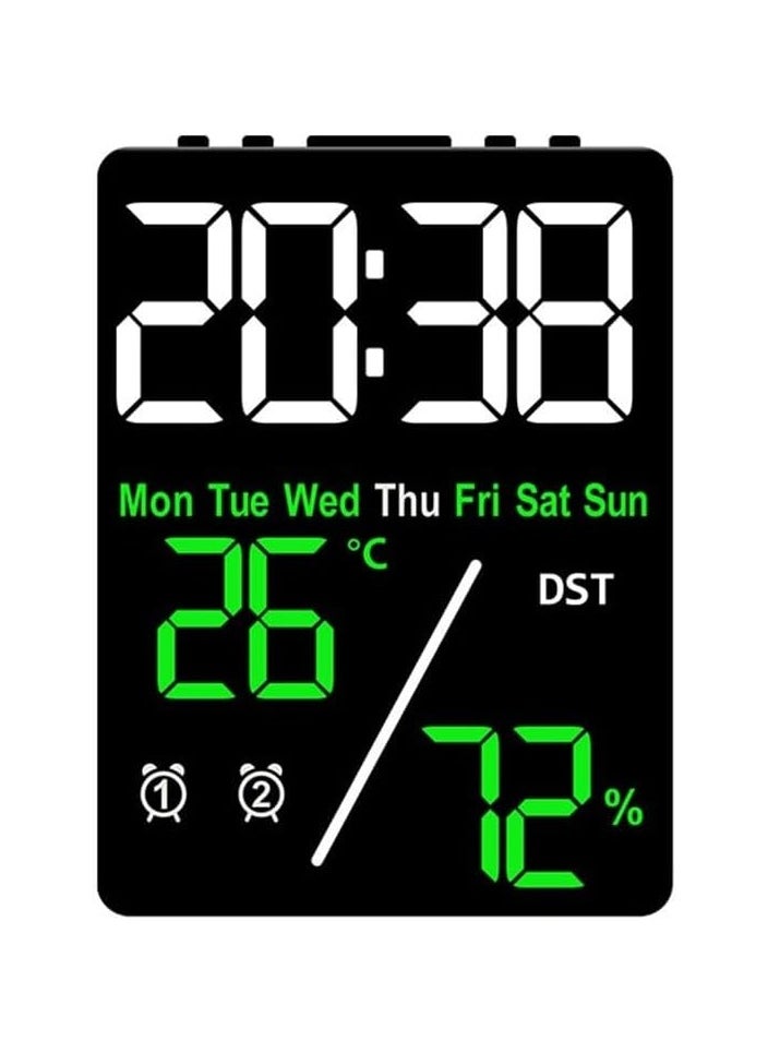 Generic - Multifunctional LED Digital Alarm Clock - Displays Time, Date, Temperature, Humidity - Dual Alarms and Stylish Design for Office or Home - Image 1