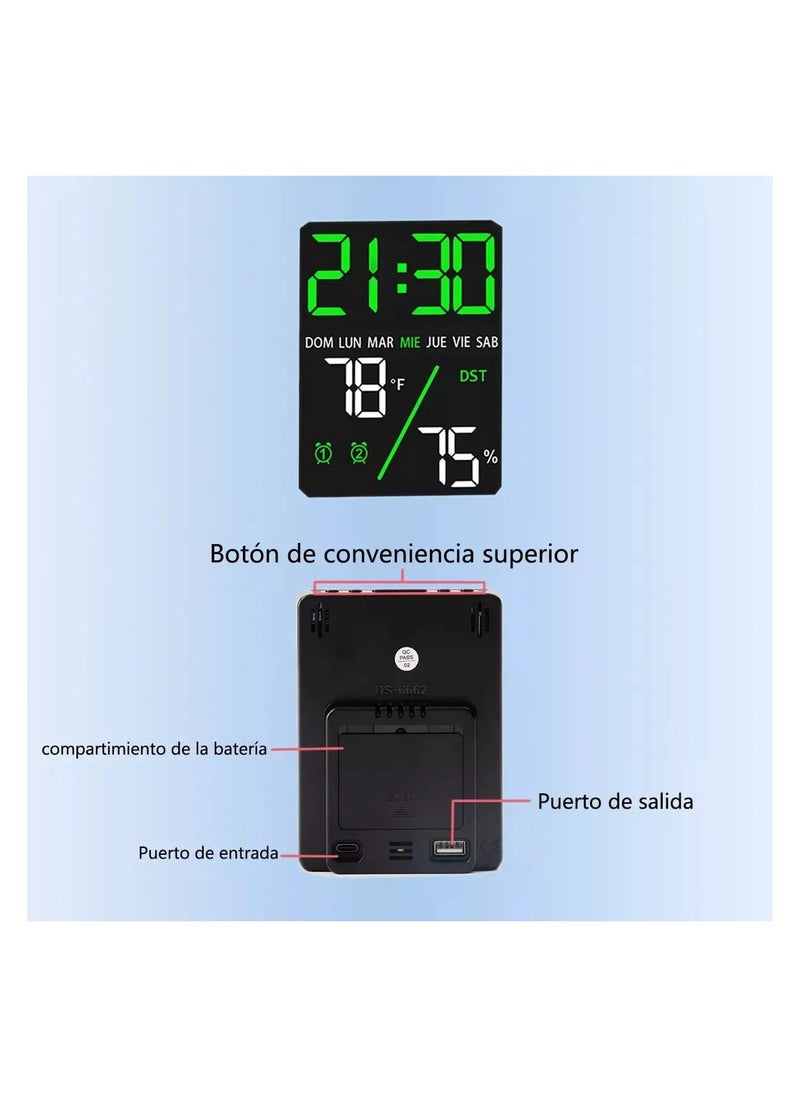 Generic - Multifunctional LED Digital Alarm Clock - Displays Time, Date, Temperature, Humidity - Dual Alarms and Stylish Design for Office or Home - Image 1