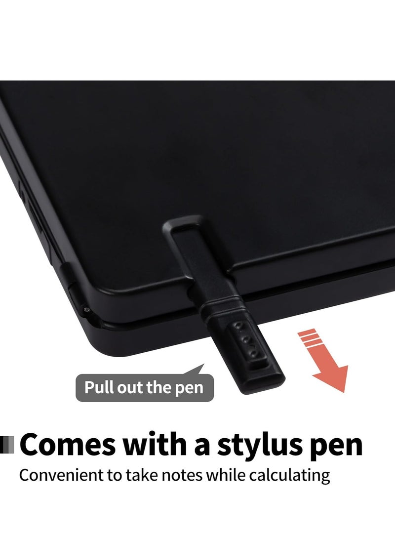 آلة حاسبة أساسية محمولة للمكتب مع مفكرة وقلم، شاشة كبيرة 12 رقم متعددة الوظائف للمكتب، المدرسة، المنزل والمالية الأساسية (أسود) - Image 4