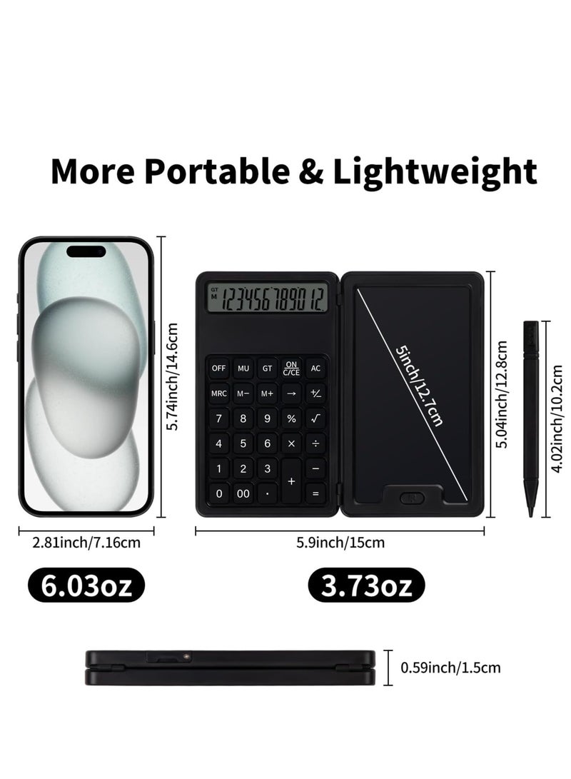 آلة حاسبة أساسية محمولة للمكتب مع مفكرة وقلم، شاشة كبيرة 12 رقم متعددة الوظائف للمكتب، المدرسة، المنزل والمالية الأساسية (أسود) - Image 5