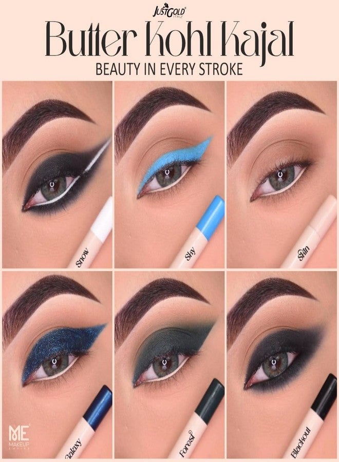 JUST GOLD JustGold Butter Kohl Kajal Pencil Smudgeproof Waterproof and long lasting One Swipe Application Fadeproof Deep Matte Finish Enriched With Vitamin E & B5 (Blackout) - Image 5