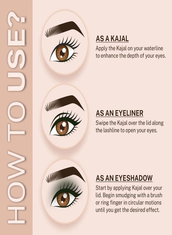 JUST GOLD JustGold Butter Kohl Kajal Pencil Smudgeproof Waterproof and long lasting One Swipe Application Fadeproof Deep Matte Finish Enriched With Vitamin E & B5 (Blackout) - Image 4