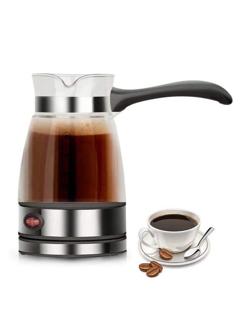 Denx 600W 500ml Electric Coffee Pot with 360 Degree Rotating Base, Stainless Steel and Glass - Image 3