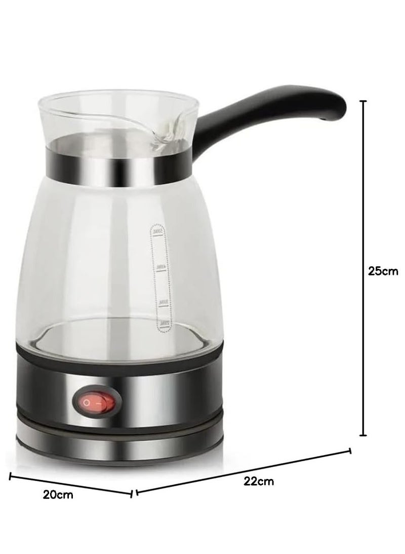 Denx 600W 500ml Electric Coffee Pot with 360 Degree Rotating Base, Stainless Steel and Glass - Image 4