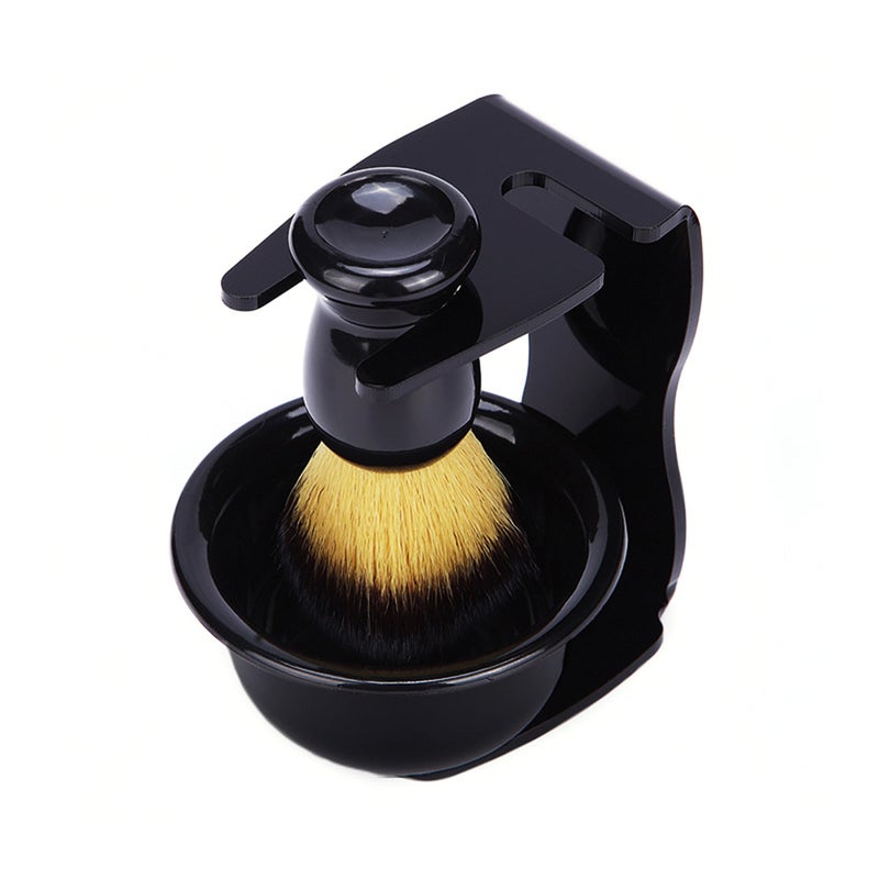 3 Set Shaving Brush Holder And Soap Bowl Black 11.5 x 9.3 x 11.3cm - Image 3