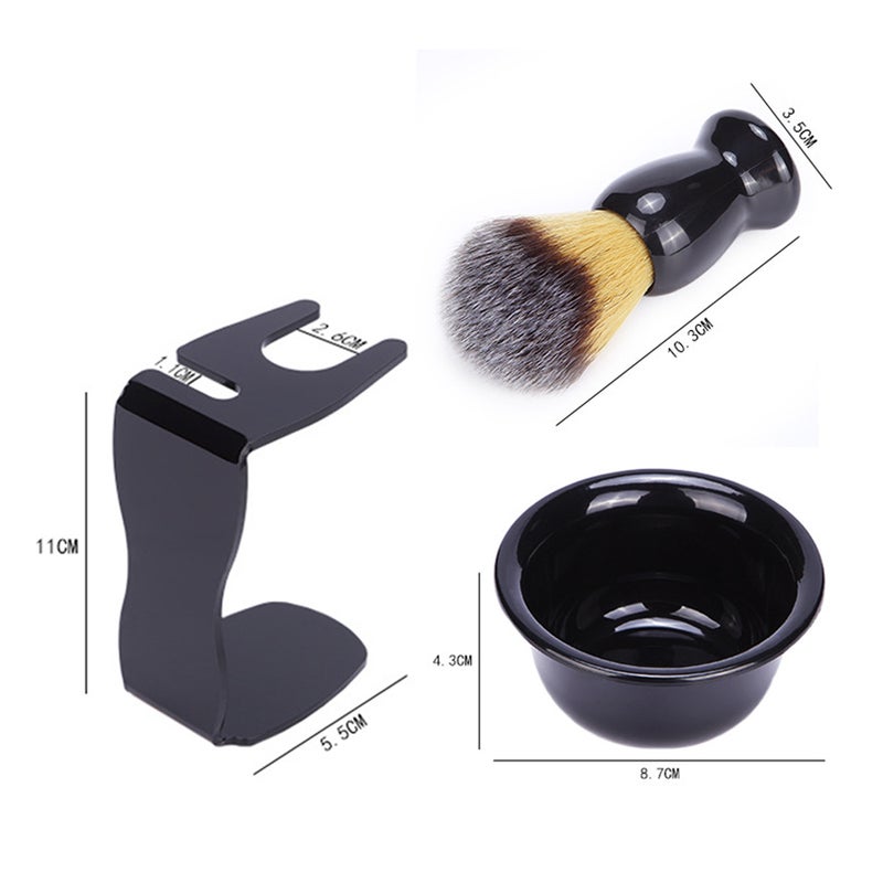 3 Set Shaving Brush Holder And Soap Bowl Black 11.5 x 9.3 x 11.3cm - Image 2