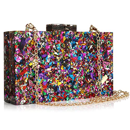 EROUGE EROGE Acrylic Clutch Purse Perspex Box Colorful Geometric Design Handbags for Women (multi-colored) - Image 1