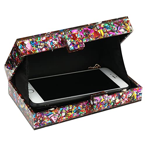 EROUGE EROGE Acrylic Clutch Purse Perspex Box Colorful Geometric Design Handbags for Women (multi-colored) - Image 3