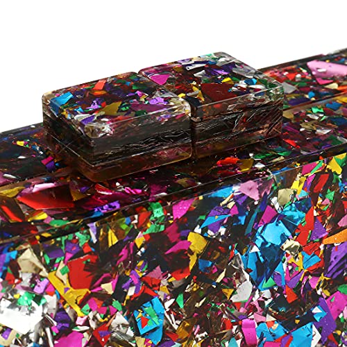 EROUGE EROGE Acrylic Clutch Purse Perspex Box Colorful Geometric Design Handbags for Women (multi-colored) - Image 4