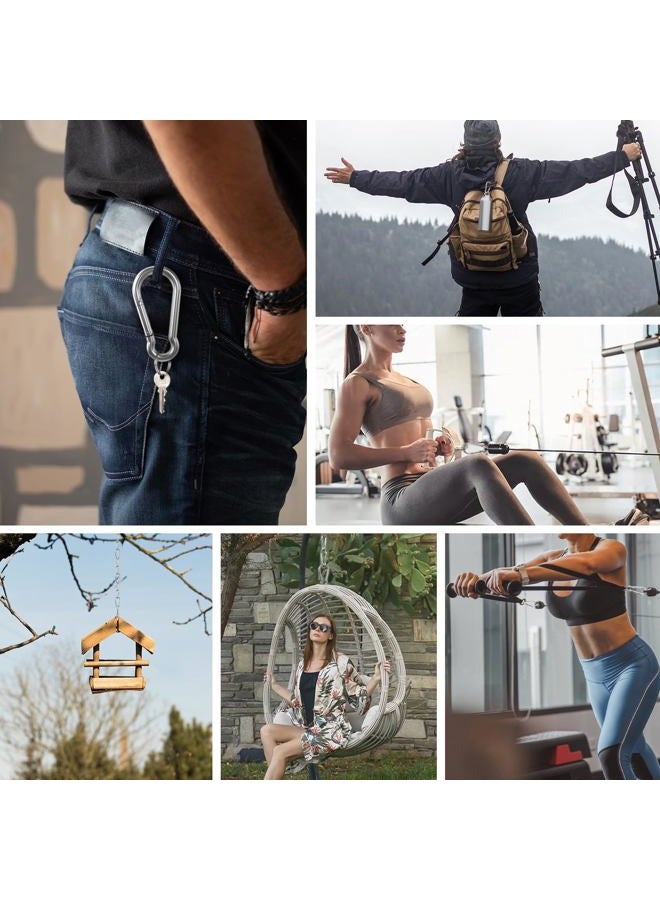KINLINK 10 Pack 304 Stainless Steel Carabiner Clip, 3.15 inch Heavy Duty Spring Snap Hook, Caribeener Clips for Outdoor Camping, Swing Set, Hammock, Hiking Travel, Fishing, Quick Link Keychain - Image 4