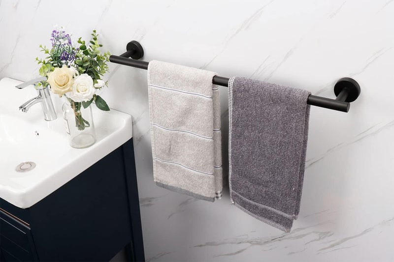 LUXIUR Towel Hanger for Bathroom and Kitchen Accessories Item Holder, 304 Grade Stainless Steel Towel Rod, Napkin Holder for Wash Basin, Towel Bar, Matte Black - Image 3