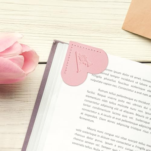 Aganmi 2 Pcs Personalized Gifts Heart Leather Bookmarks, Cute Custom Initial Letter Bookmarks Corner Page Book Marks Reading Accessories Stocking Stuffers for Women Readers Book Lovers Teachers (M) - Image 4