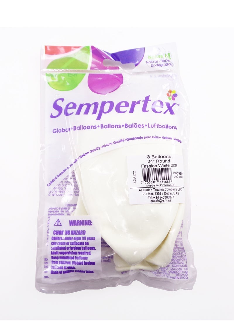 سيمبرتكس سمبيرتكس بالونات لاتكس، أبيض، 3 قطع، 60 سم (عبوة من 3) - Image 2