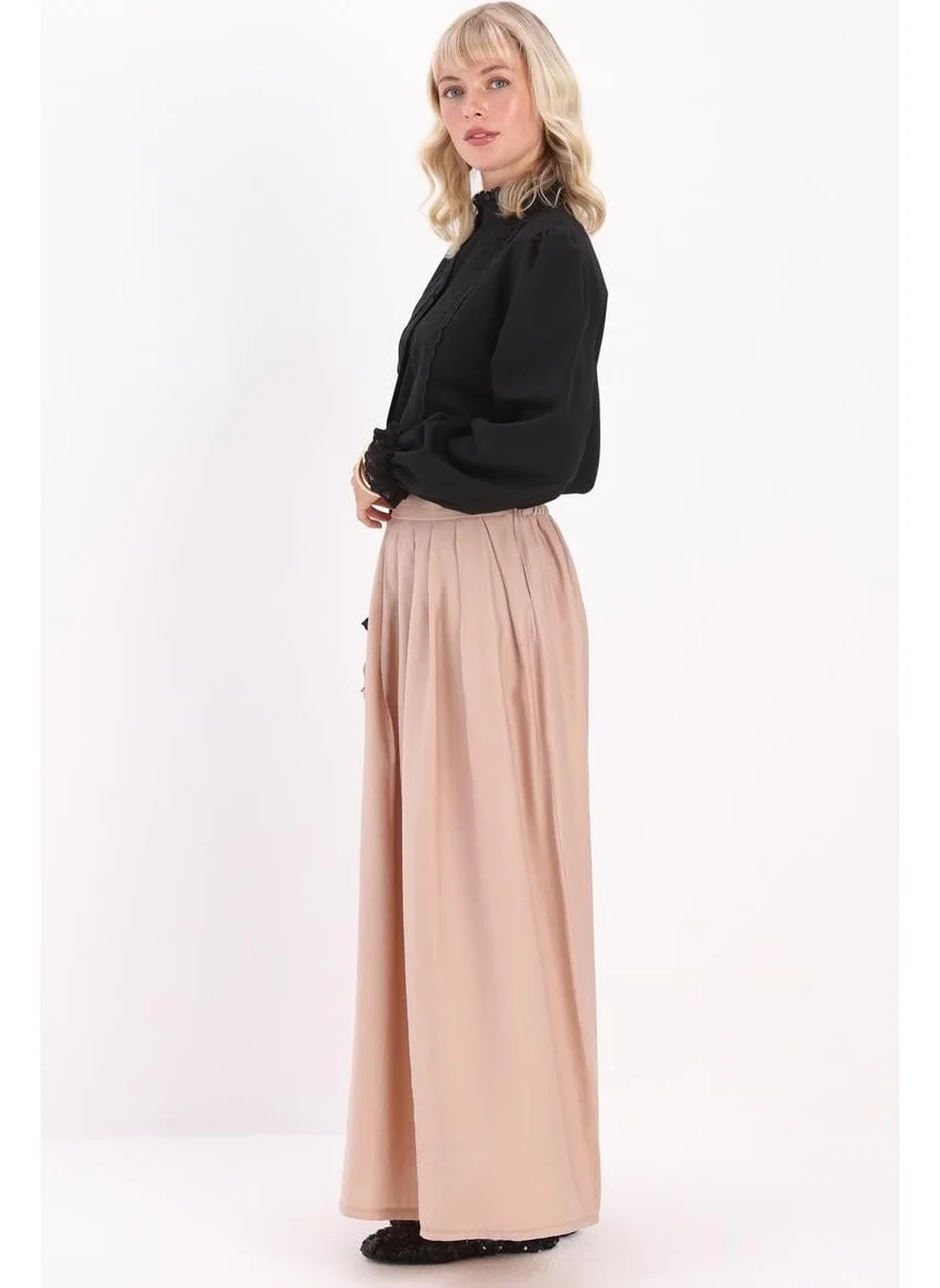 Allday Mink-Pleated Flared Skirt