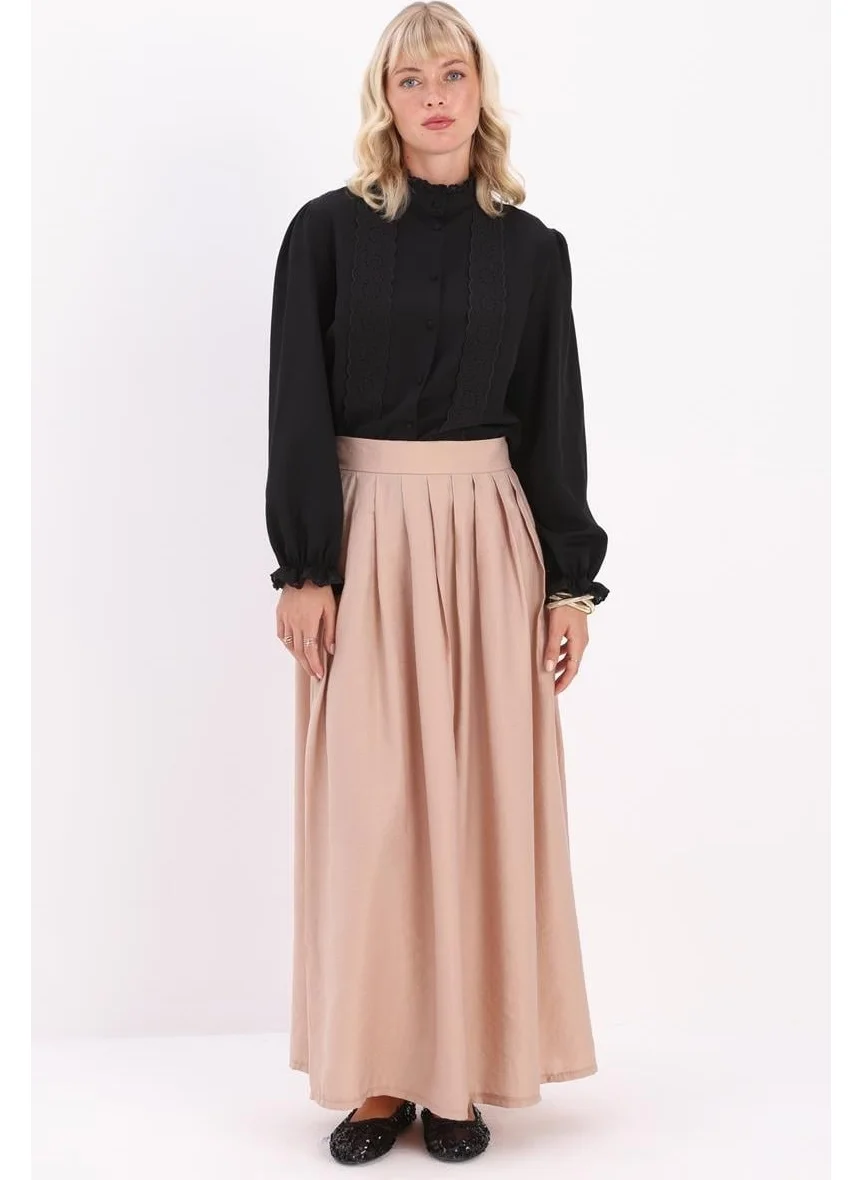 Allday Mink-Pleated Flared Skirt
