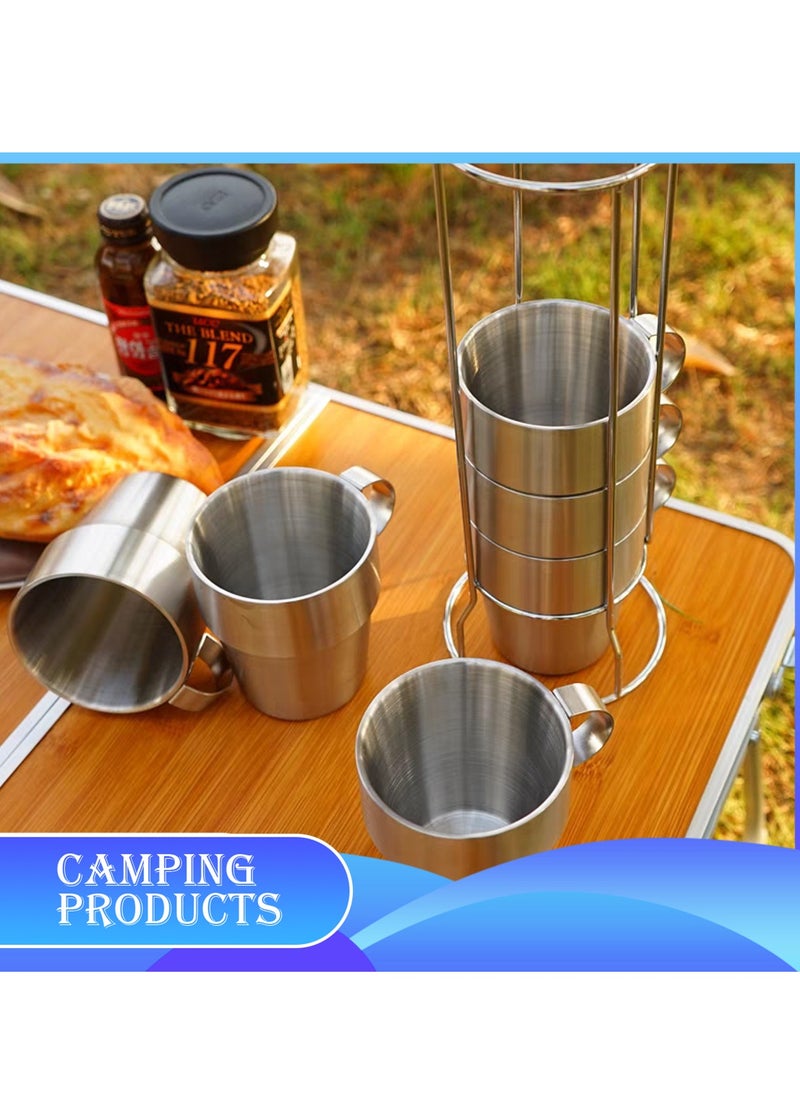 Manful Stackable Stainless Steel Mug Set with Metal Stand  - Image 5