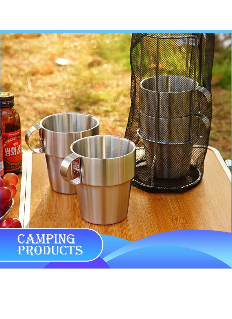 Manful Stackable Stainless Steel Mug Set with Metal Stand  - Image 2