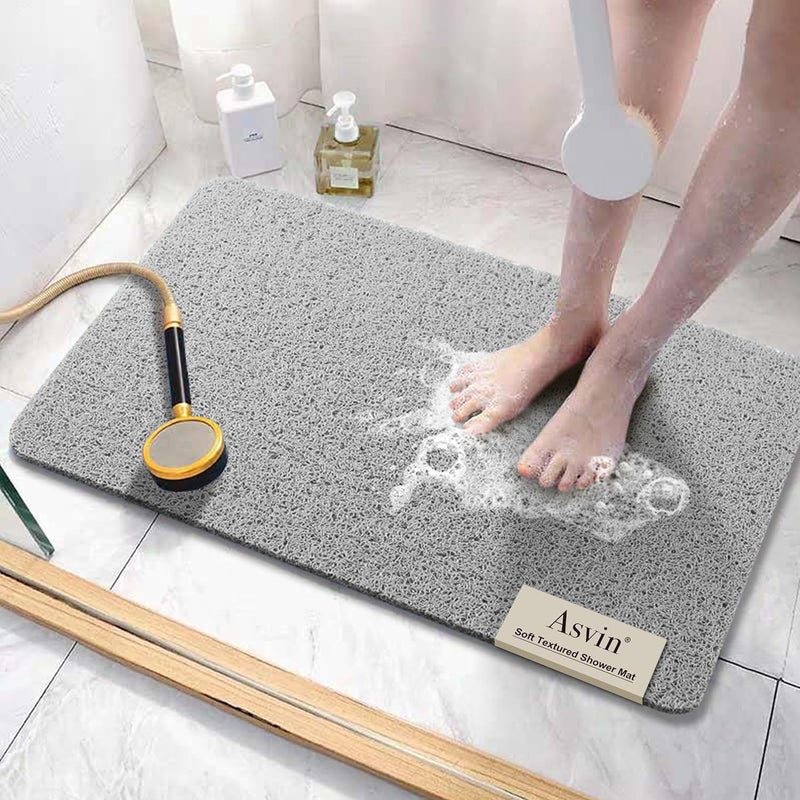 Asvin Soft Textured Bath, Shower, Tub Mat, 24x32 Inch, Phthalate Free, Non Slip Comfort Bathtub Mats with Drain, PVC Loofah Bathroom Mats for Wet Areas, Quick Drying - Image 1