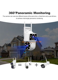 Generic SH063 Security Camera , Dual Lens PTZ Wireless Outdoor Cameras for Home Security , IP66 Waterproof, Two installation methods, Full Color Night Vision, Two-Way Audio Talking, 24/7 Record,SD/Cloud  - Image 2