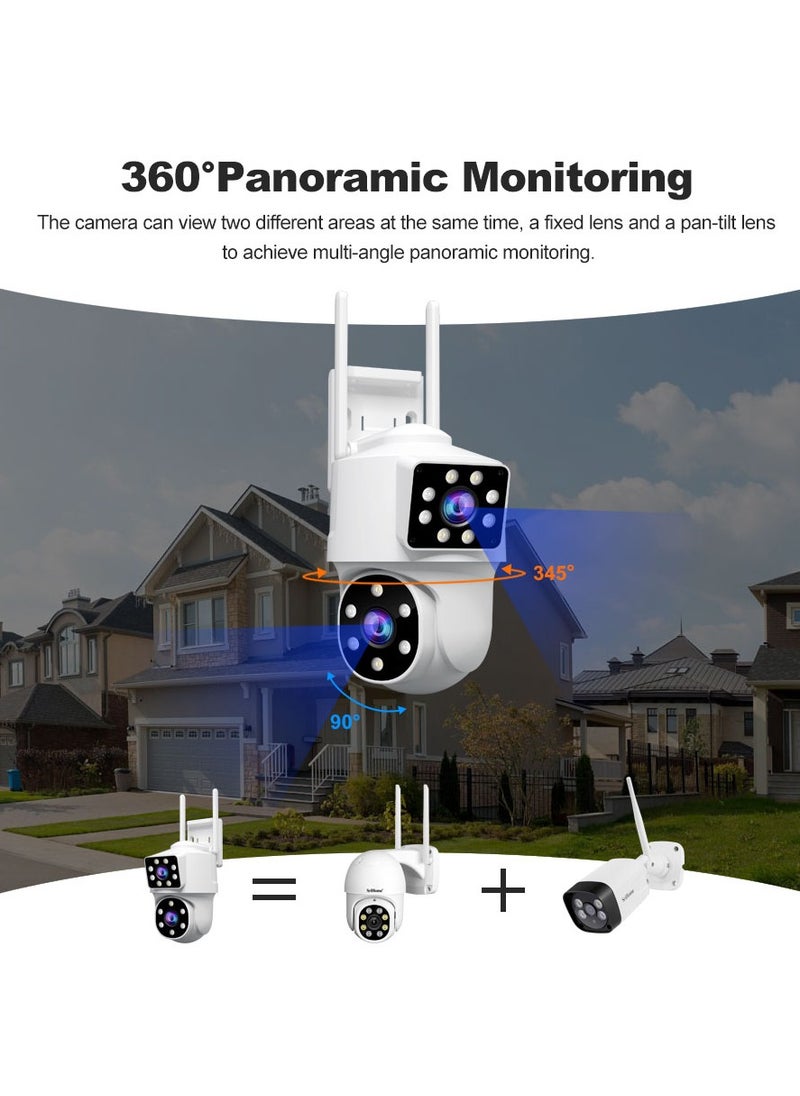 Generic - SH063 Security Camera , Dual Lens PTZ Wireless Outdoor Cameras for Home Security , IP66 Waterproof, Two installation methods, Full Color Night Vision, Two-Way Audio Talking, 24/7 Record,SD/Cloud - Image 1
