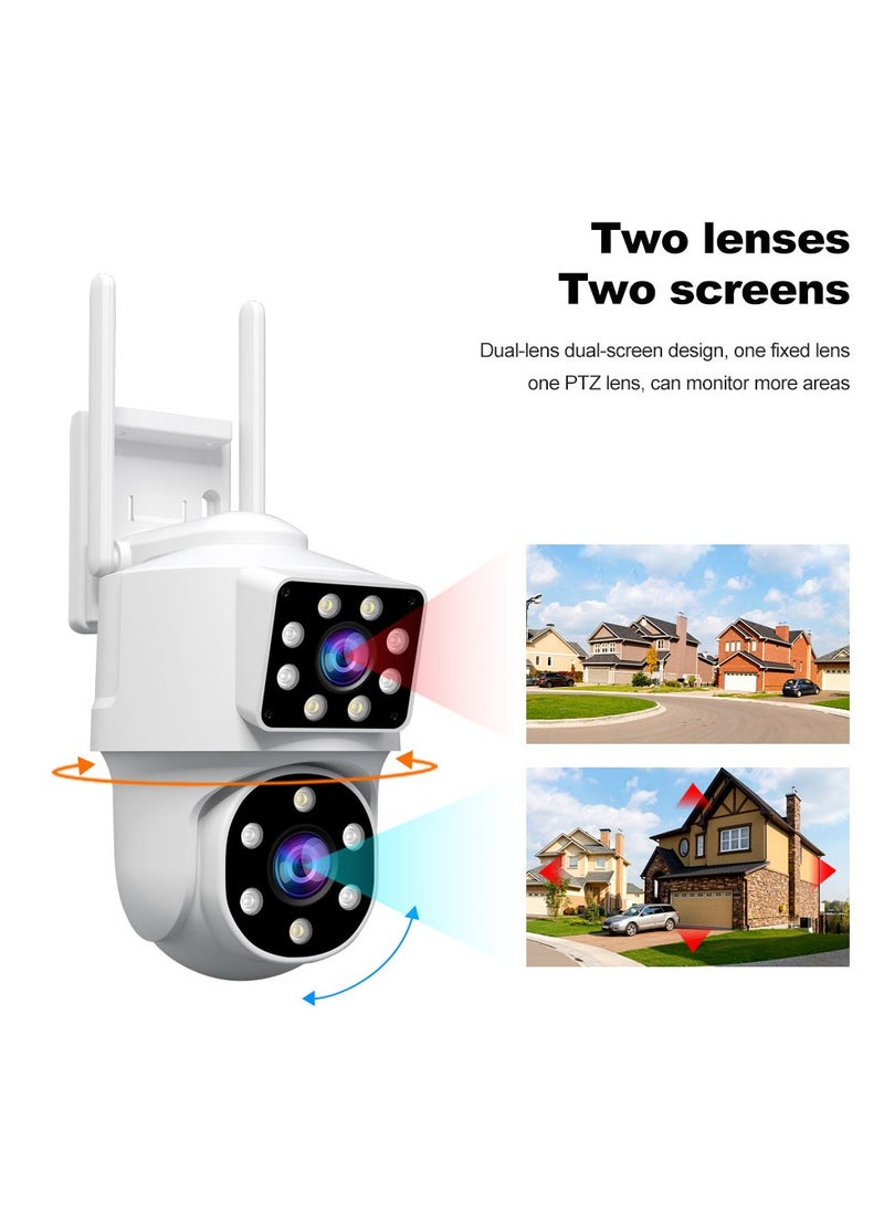 Generic - SH063 Security Camera , Dual Lens PTZ Wireless Outdoor Cameras for Home Security , IP66 Waterproof, Two installation methods, Full Color Night Vision, Two-Way Audio Talking, 24/7 Record,SD/Cloud - Image 1