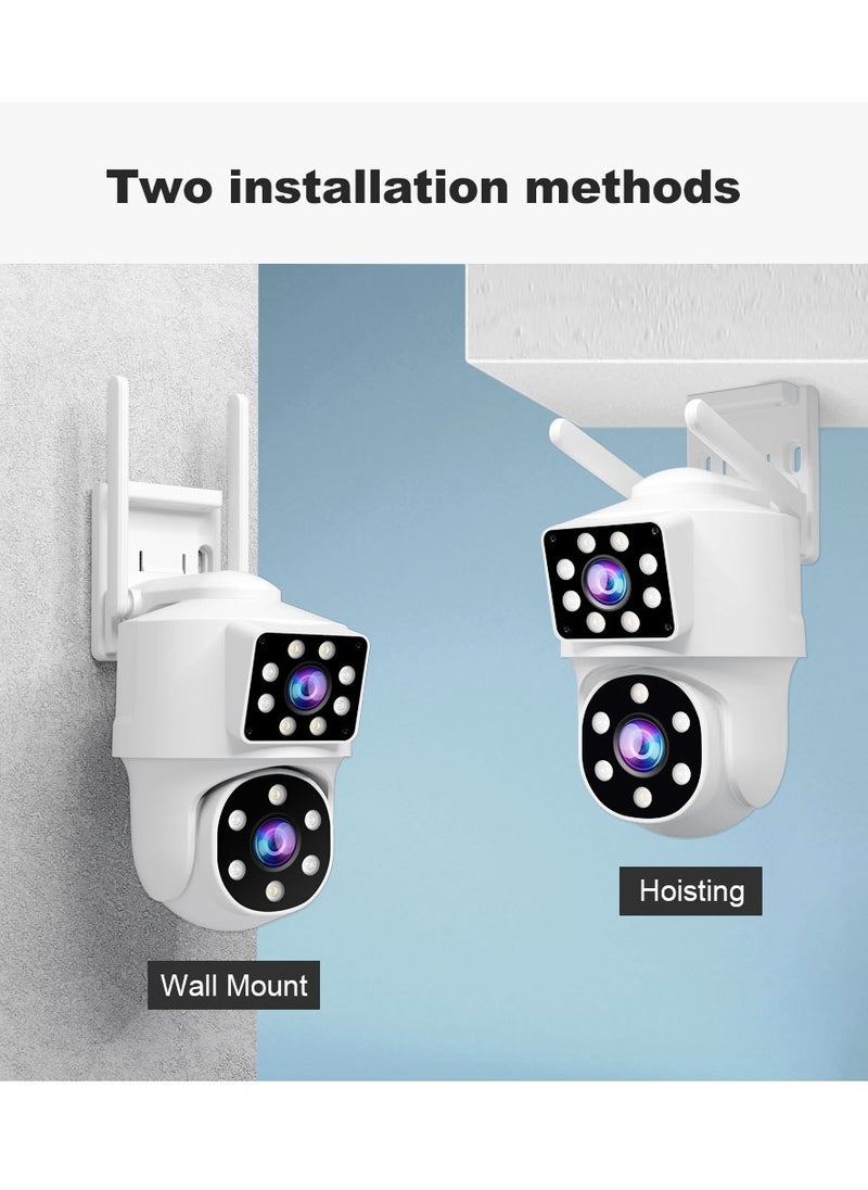 Generic - SH063 Security Camera , Dual Lens PTZ Wireless Outdoor Cameras for Home Security , IP66 Waterproof, Two installation methods, Full Color Night Vision, Two-Way Audio Talking, 24/7 Record,SD/Cloud - Image 1
