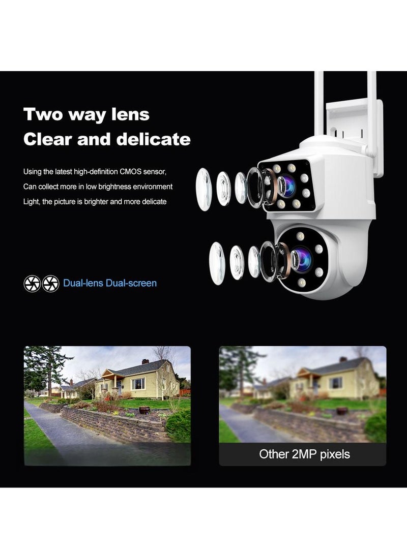 Generic - SH063 Security Camera , Dual Lens PTZ Wireless Outdoor Cameras for Home Security , IP66 Waterproof, Two installation methods, Full Color Night Vision, Two-Way Audio Talking, 24/7 Record,SD/Cloud - Image 1