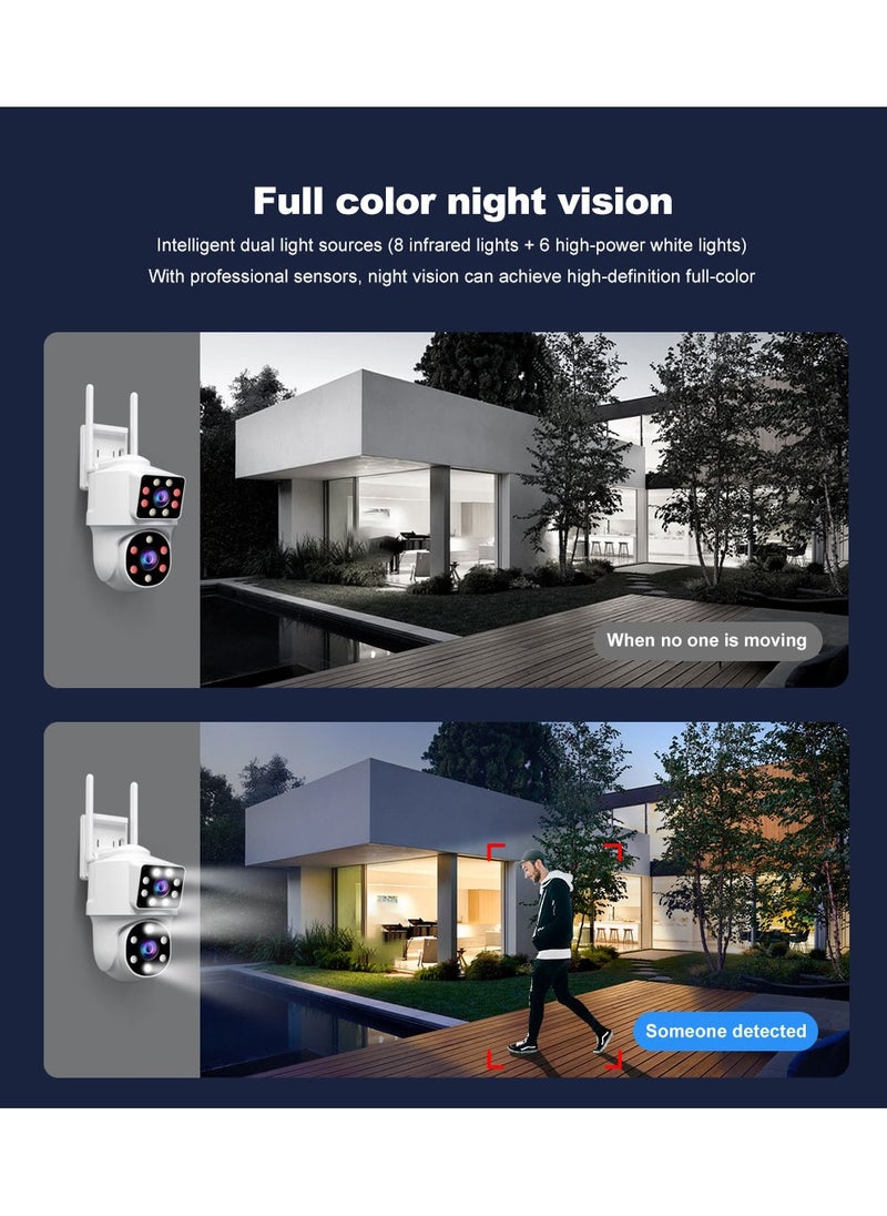 Generic - SH063 Security Camera , Dual Lens PTZ Wireless Outdoor Cameras for Home Security , IP66 Waterproof, Two installation methods, Full Color Night Vision, Two-Way Audio Talking, 24/7 Record,SD/Cloud - Image 1