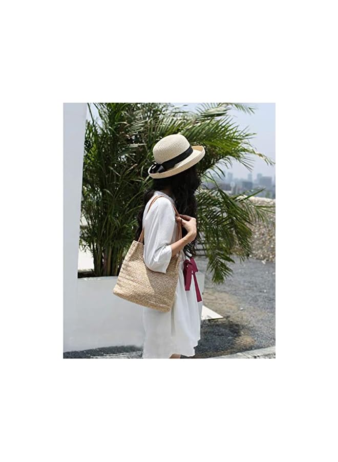 Raxoom Straw Beach Bag Buckets Totes Handbag Shoulder Bag Tote Bag Women Summer Handbag - Image 3