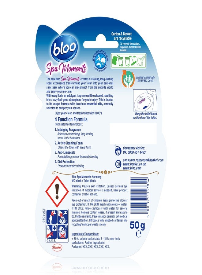Bloo Spa Moments Harmony Toilet Rim Block, Premium Toilet Cleaner with Essential Oils, Toilet bowl freshener with Relaxing and Long-Lasting Scent – 1 x Toilet Block. - Image 2